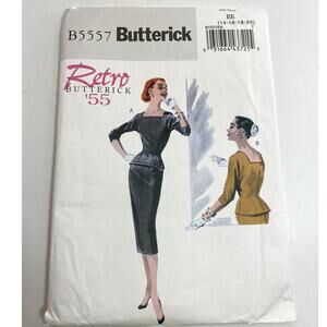 Butterick 55 B5557 Fit Peplum Top Slim Wiggle Skirt 14-20 Sewing Pattern UC FF
